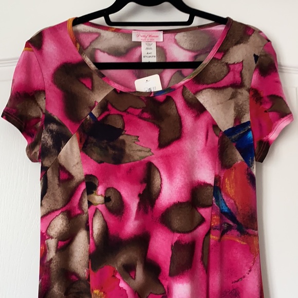 Pink and brown multicolored short sleeve dress - Picture 2 of 5